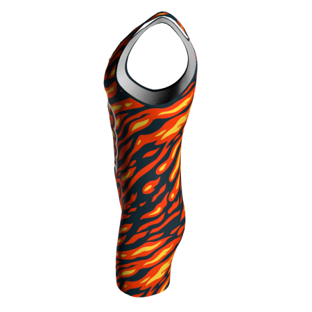 Left view of a custom dye sublimated wrestling singlet