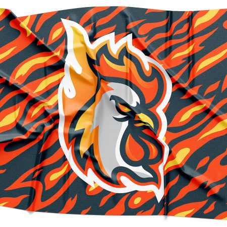 Raging Roosters Logo Rendering on Fabric