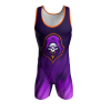 Front view of a custom dye sublimated wrestling singlet