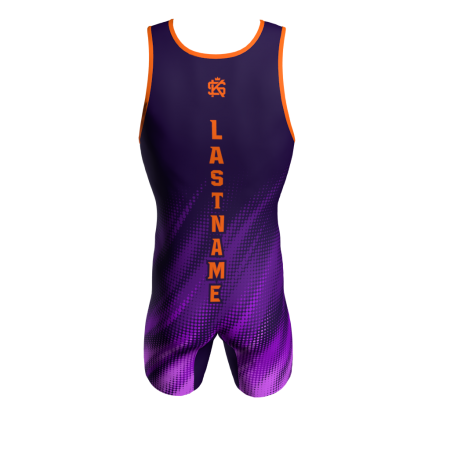 Back view of a custom dye sublimated wrestling singlet