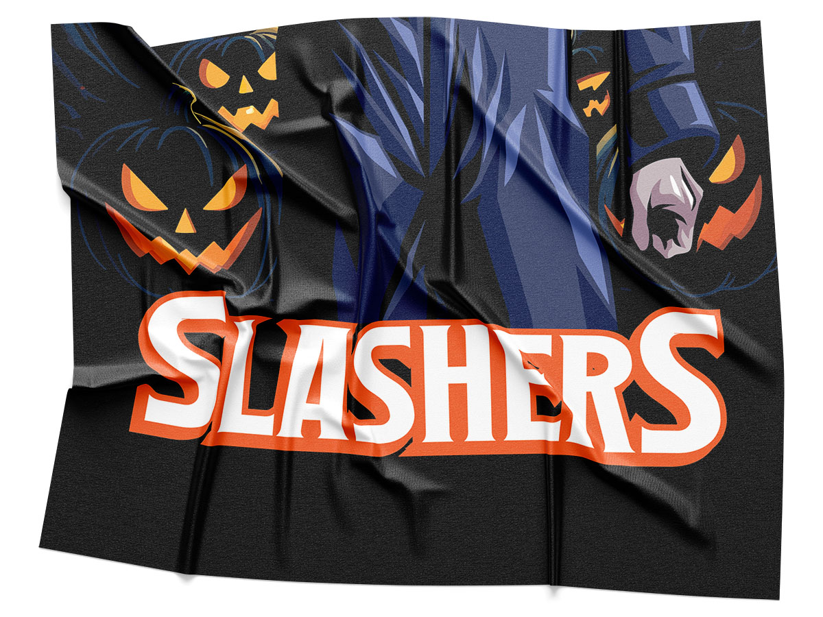 Slashers Logo Rendering on Fabric