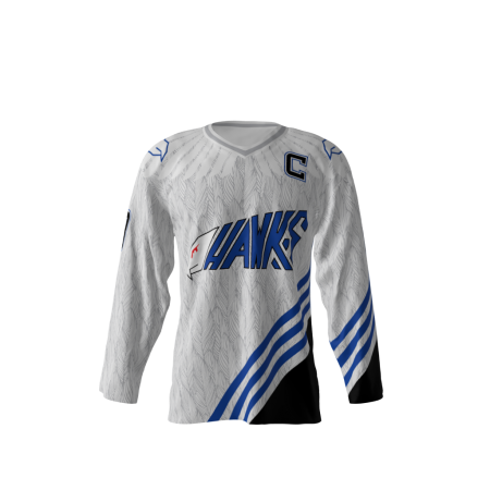 District 6 Hawks White Hockey Jersey