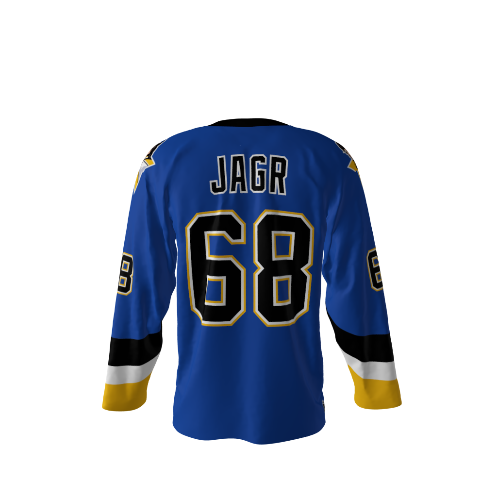 Jagr Bombs Retro Blue Hockey Jersey - Image 2
