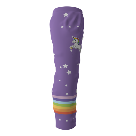 Right view of a custom dye sublimated Unicorns roller hockey pants