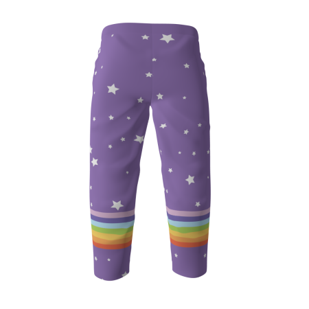 Back view of a custom dye sublimated Unicorns roller hockey pants