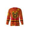 Front view of a custom dye sublimated Demons hockey jersey