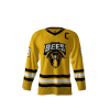 Front view of a custom dye sublimated Killer Bees hockey jersey